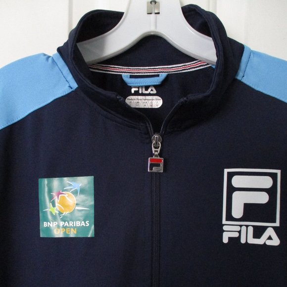 FILA Mens L/S BNP Paribas Open Full Zip Navy Tennis Windbreaker - Size Large - Picture 3 of 4